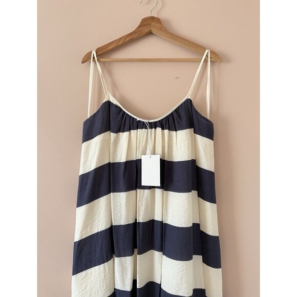 COS Gathered Strappy Striped Mini Flowy Babydoll Mini Dress Nautical NWT 14 - Picture 3 of 9